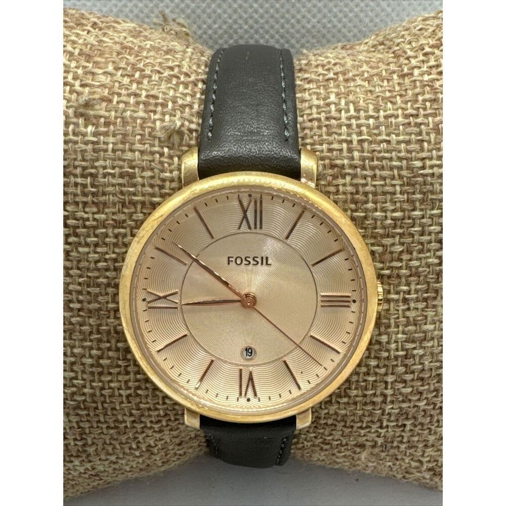 Fossil Jacqueline ES3707 Women's Gray Leather Analog Dial Quartz Watch AEA366